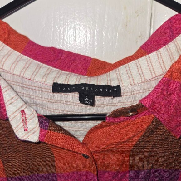 Share Jane & Delancey Plaid Button Down Top Long Sleeve V Neck Fall Tunic Womens - Picture 2 of 7